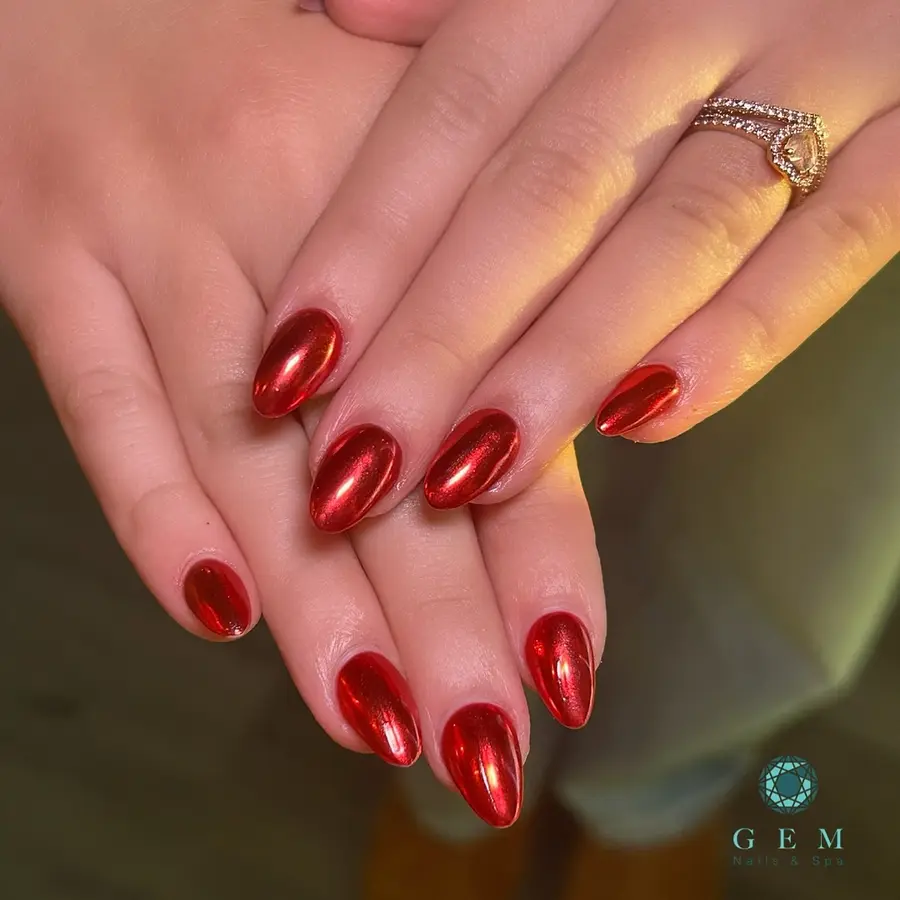Red chrome nails