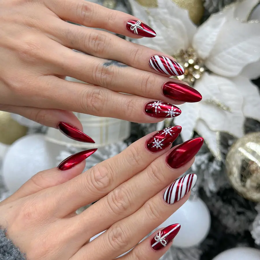 Red chrome nails
