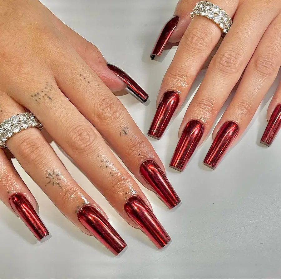 Red chrome nails