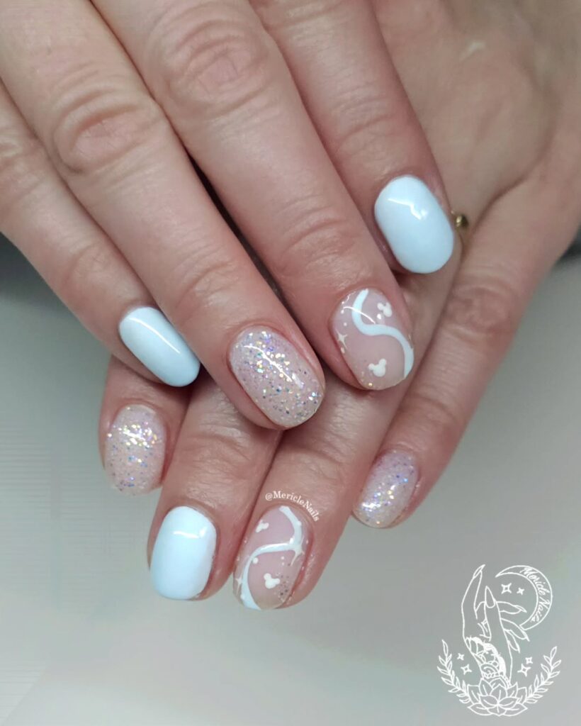 Milky Neutrals, Soft Swirls, and Subtle Glitter Accents