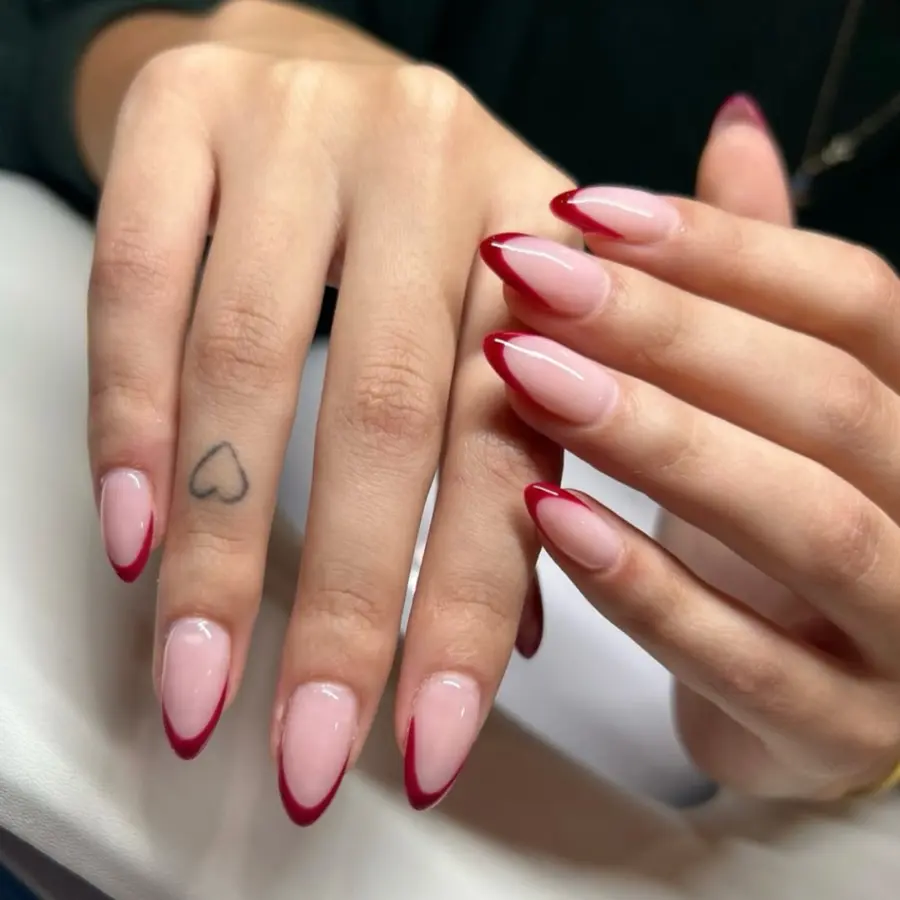 Red French Tip With Clean, Sharp Edges
