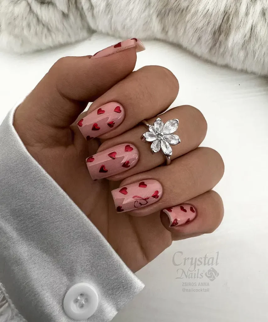 Tiny Heart Details on a Soft Pink Base