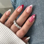 20 Stunning Ways to Wear Red French Nails for Elegant Nails Fashion image by @nailzkatkat