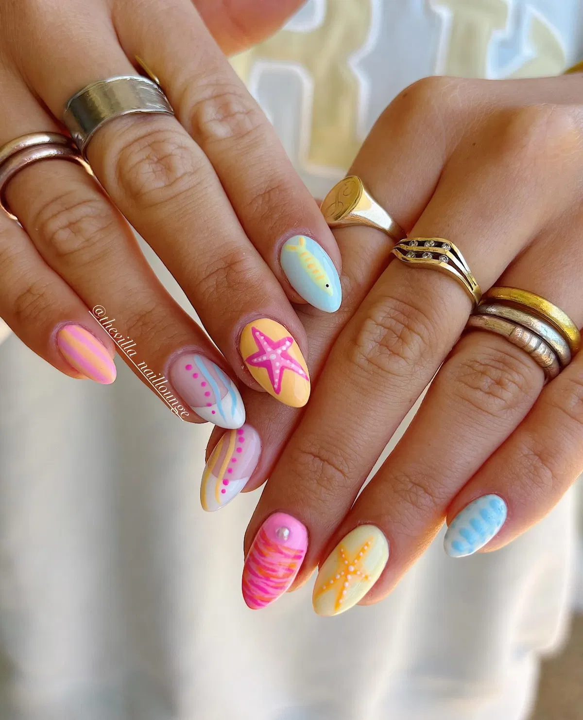 Pastel mix with starfish accent and minimal linework