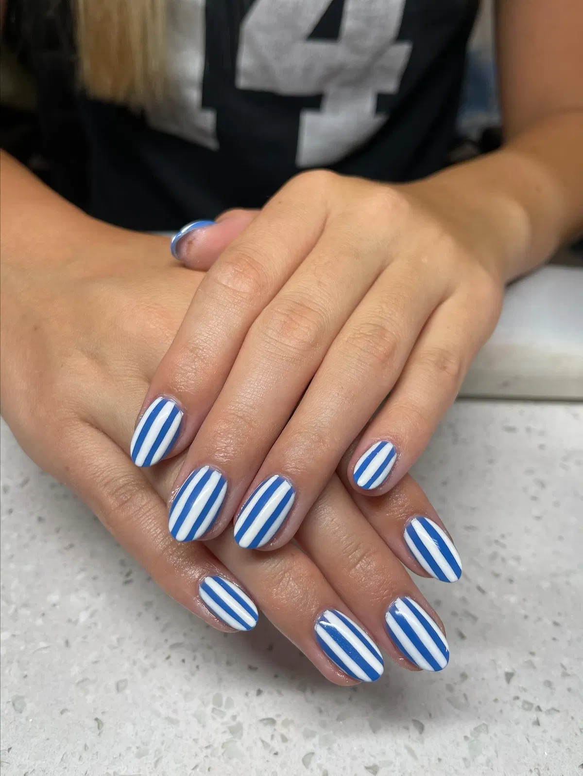 Blue-and-white vertical stripes