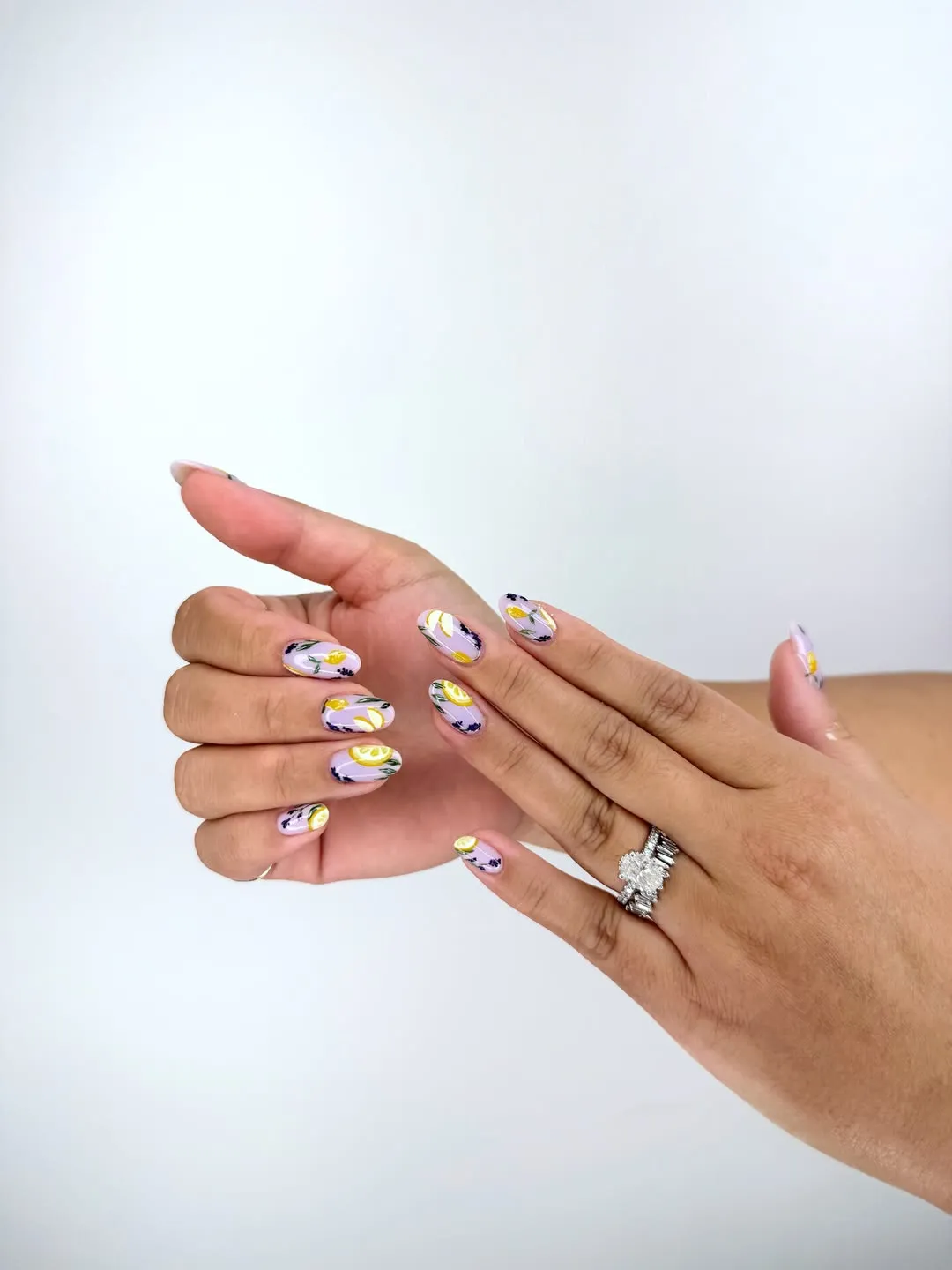 Minimal lemon slices with dark curved line accents