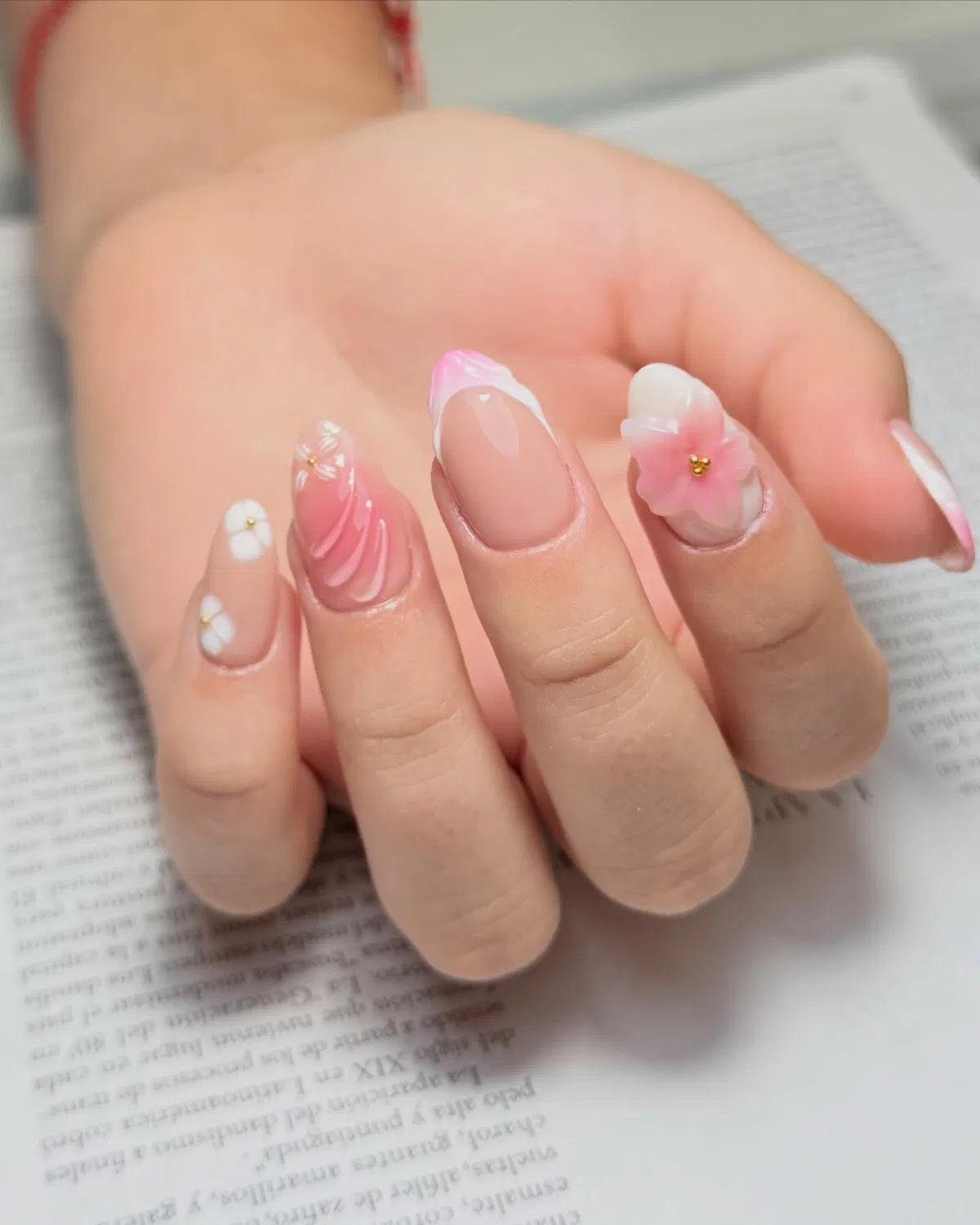 Soft pink florals with a 3D flower accent