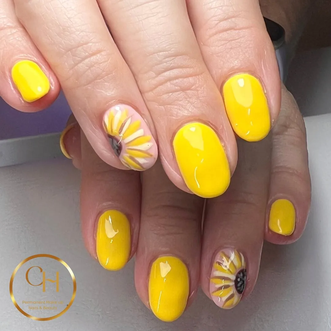 Bright yellow solids with simple nude floral accents