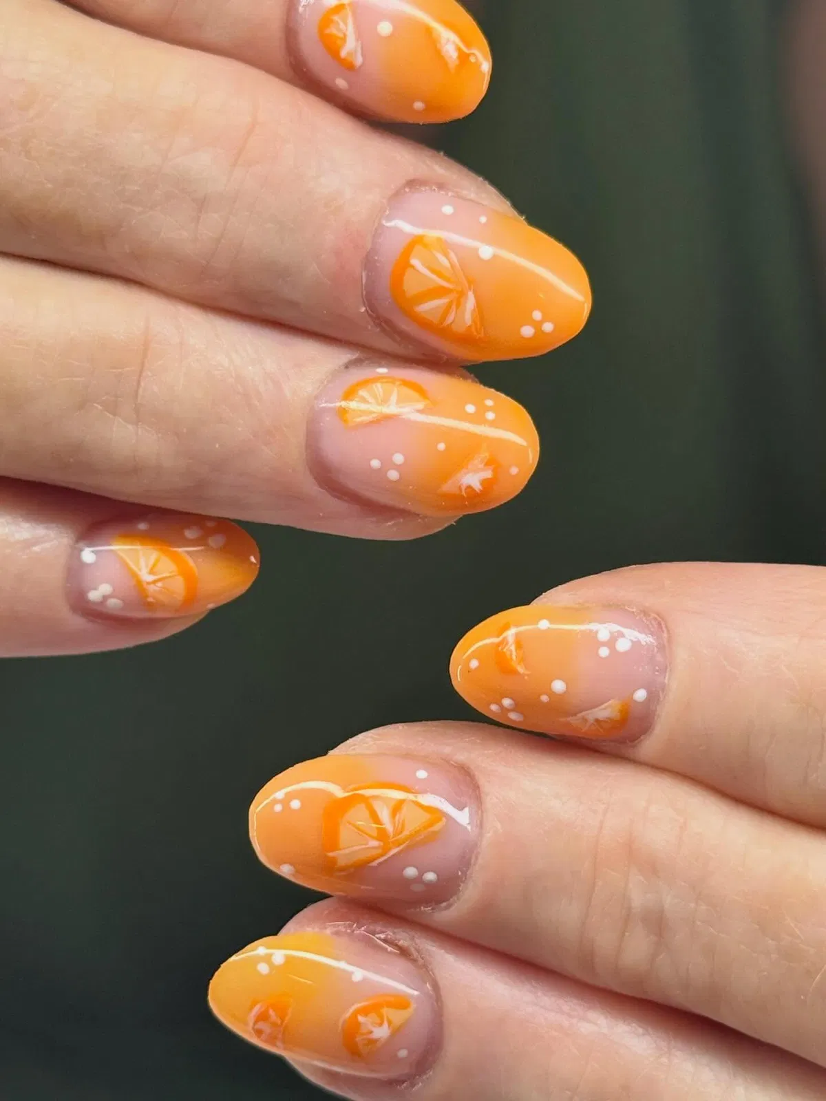 Orange Gradient with Citrus Slices & White Dots