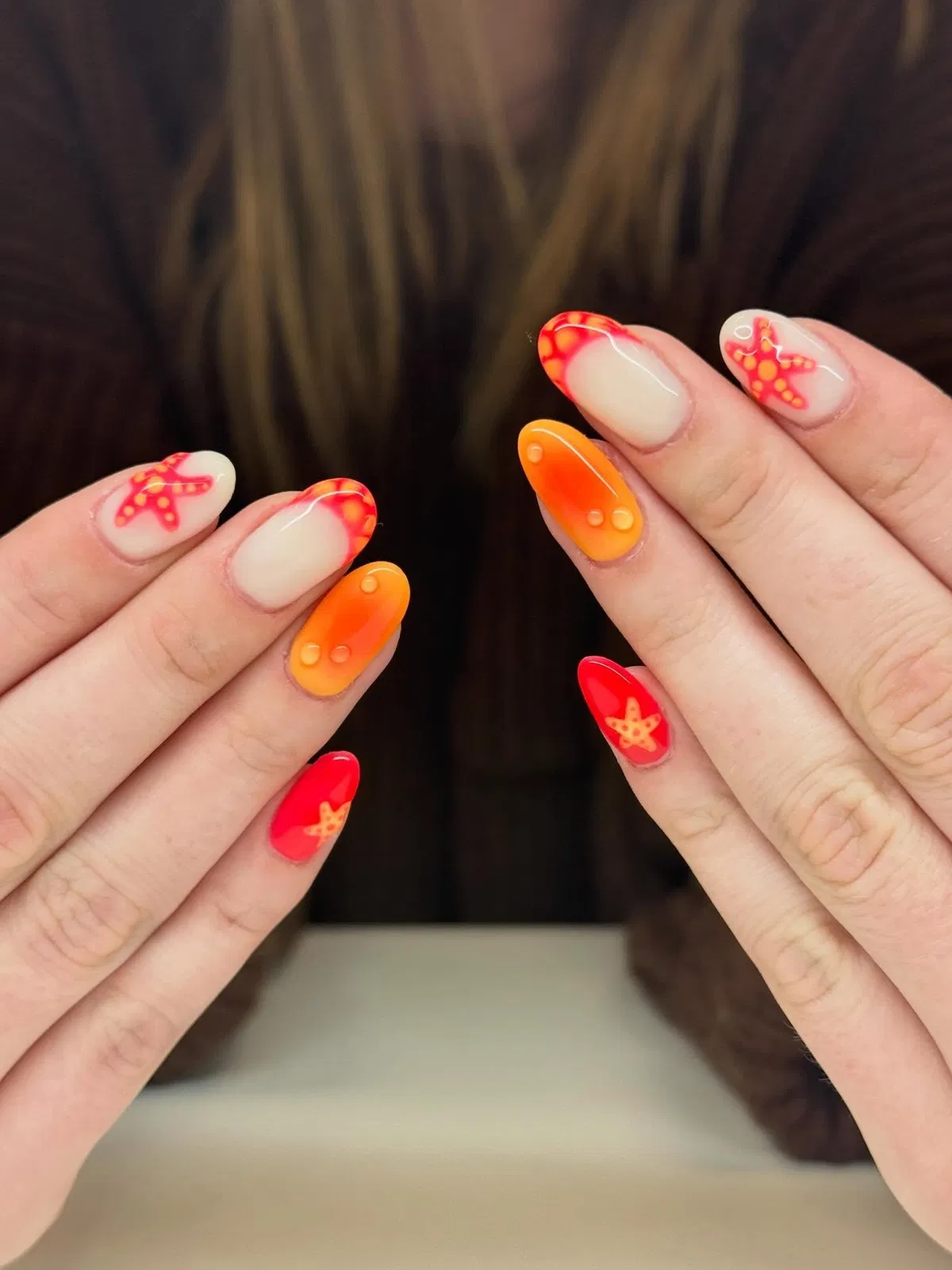 Orange and Red Mix with Starfish Details