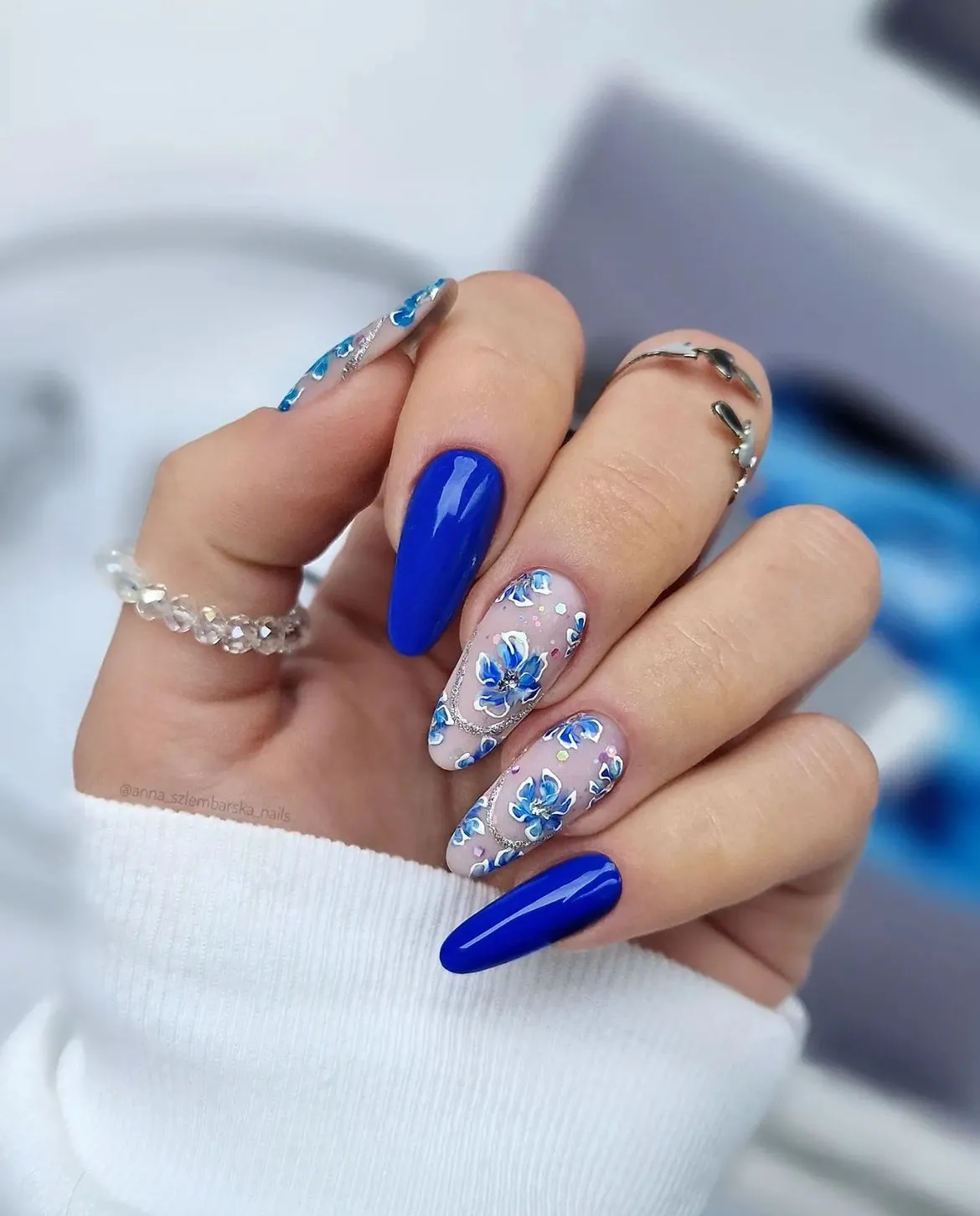 Cobalt solids with blue floral accents