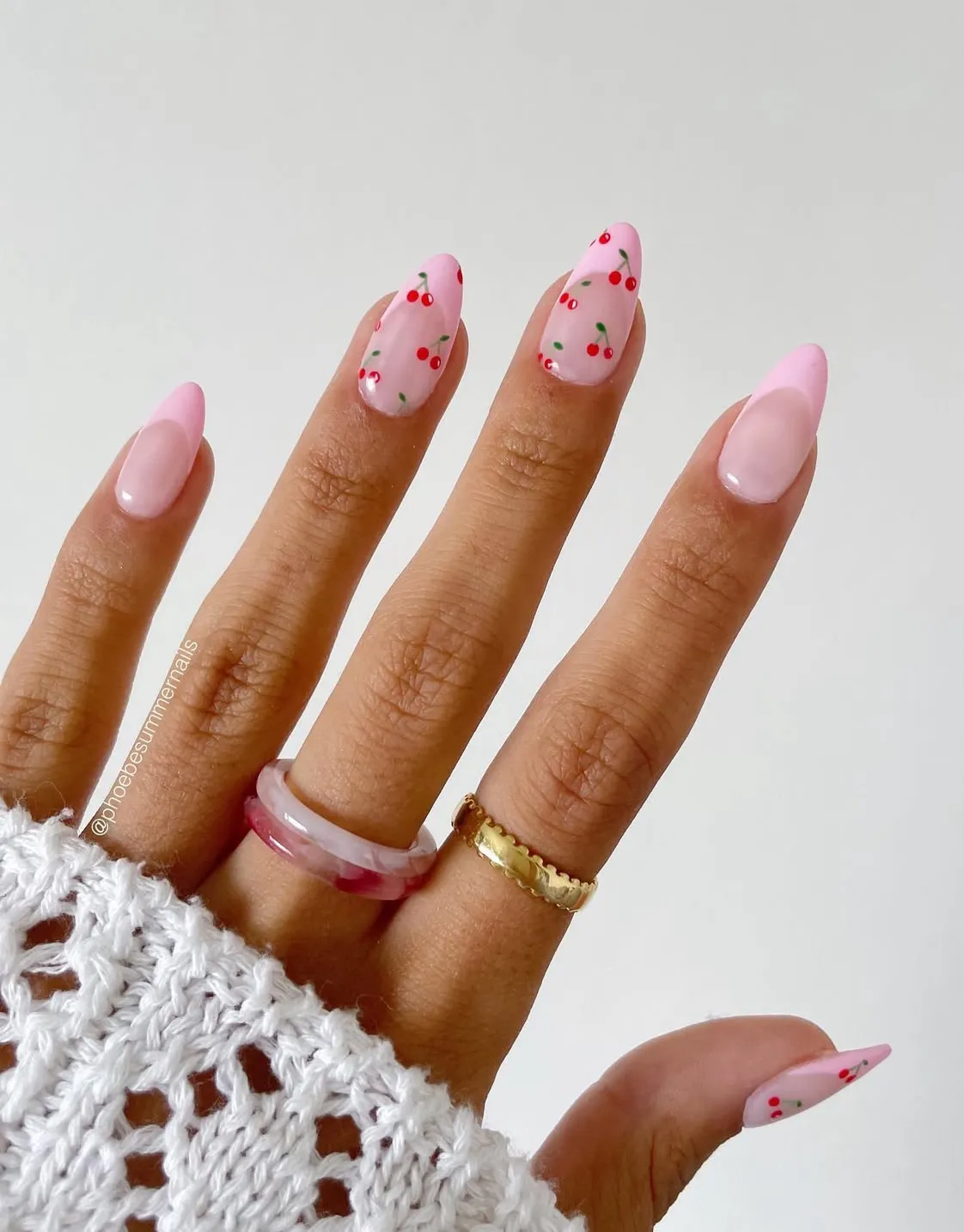Light pink set with cherry accents