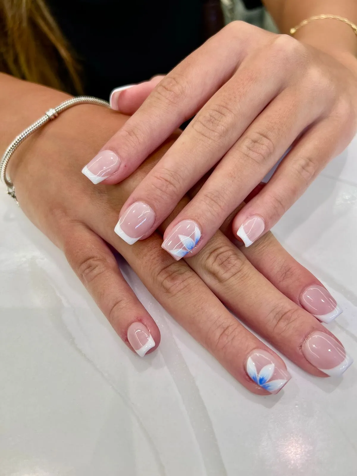 Classic French with Blue Corner Accents
