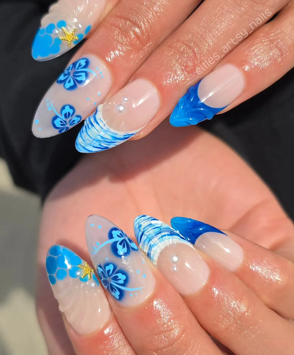 Blue mix-and-match with butterflies, stripes, and starfish