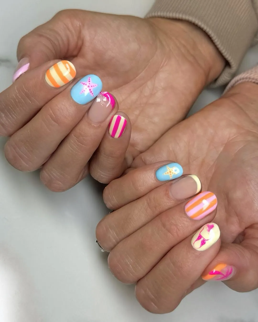 Pastel stripes and starfish accents