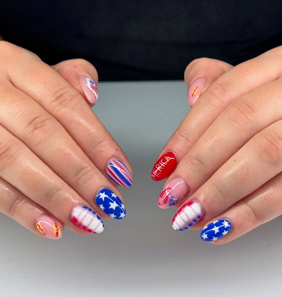 Blue Star Print and "MERICA" Text Accent