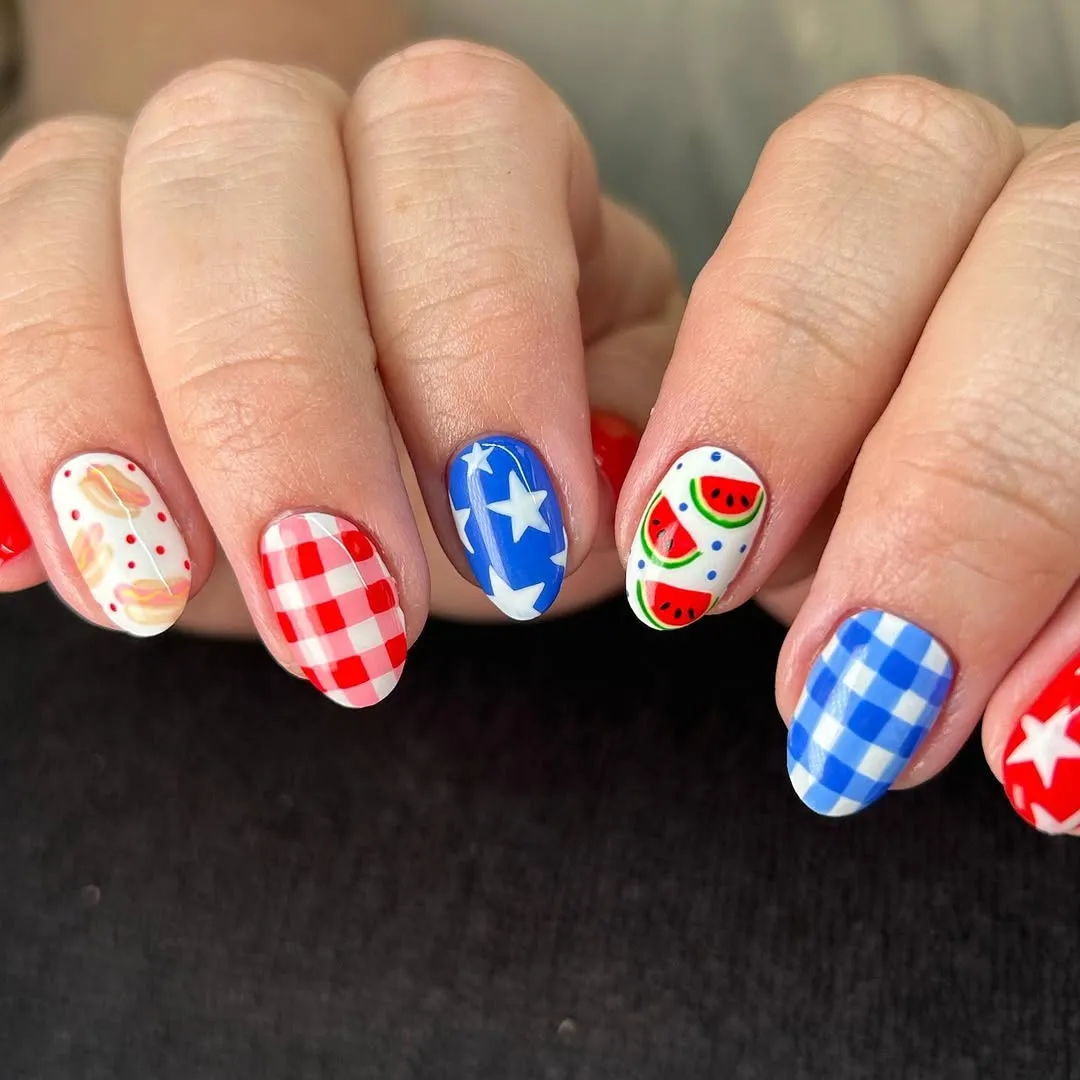 Gingham Checks with Watermelon Accent