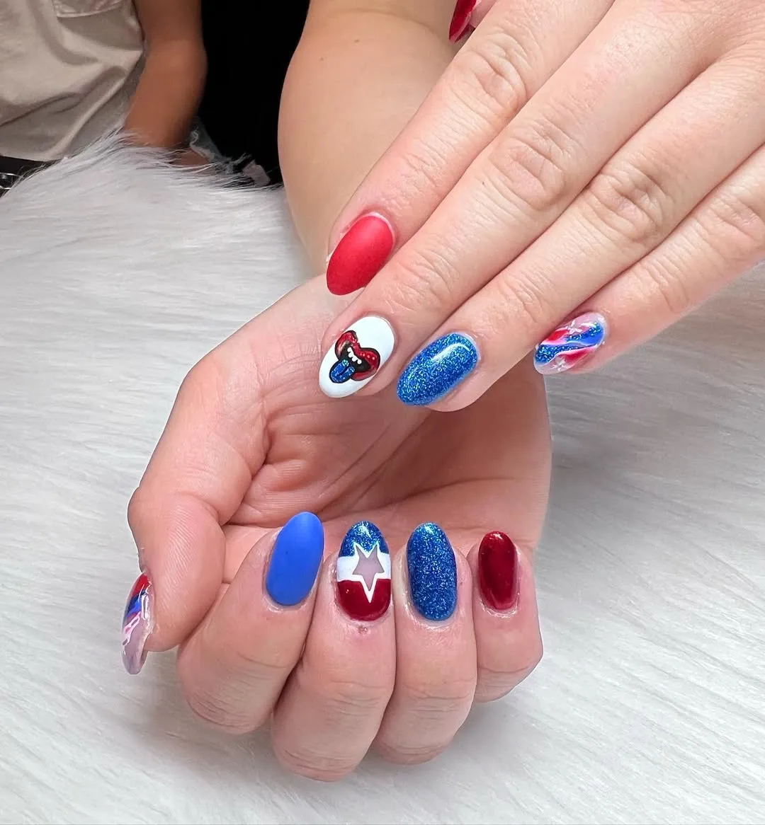 Glitter Blue, Solid Red, and Swirl Accent Mix