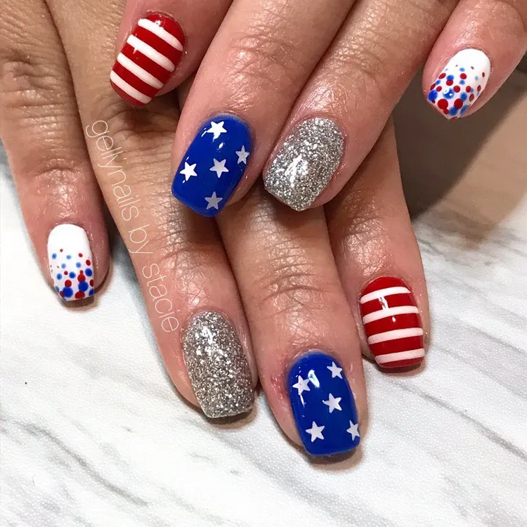 Mix-and-match stars, stripes, dots, and silver glitter