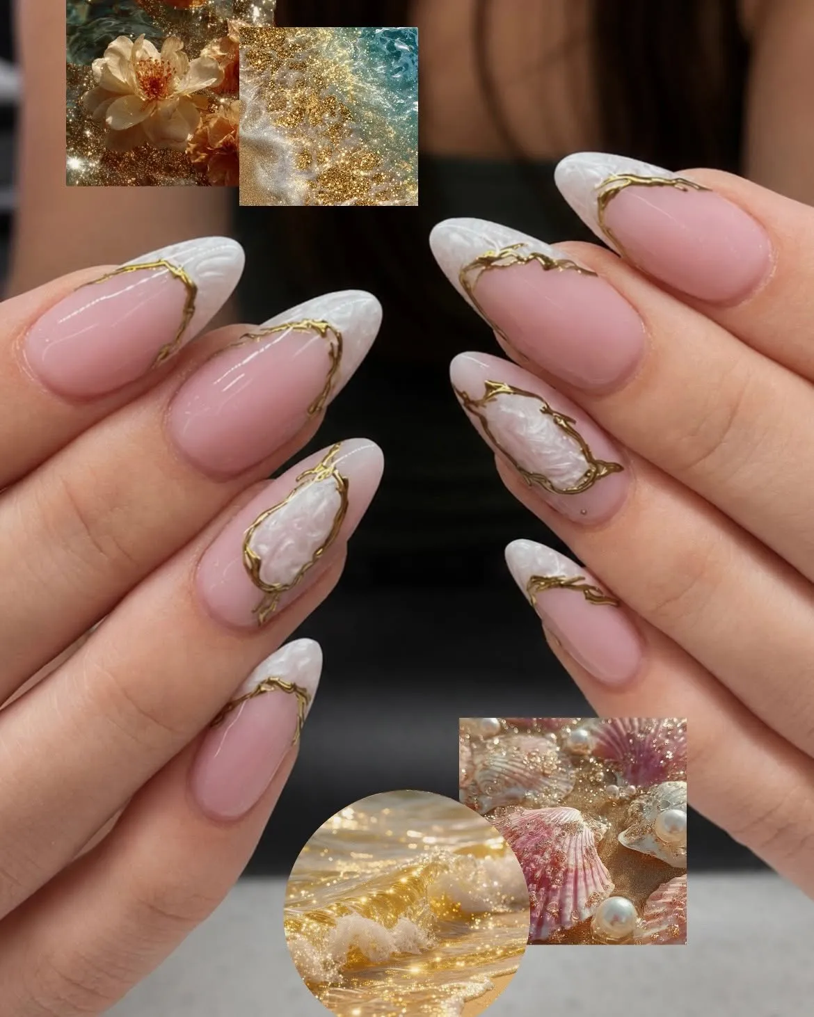 Gold-framed white textured tips