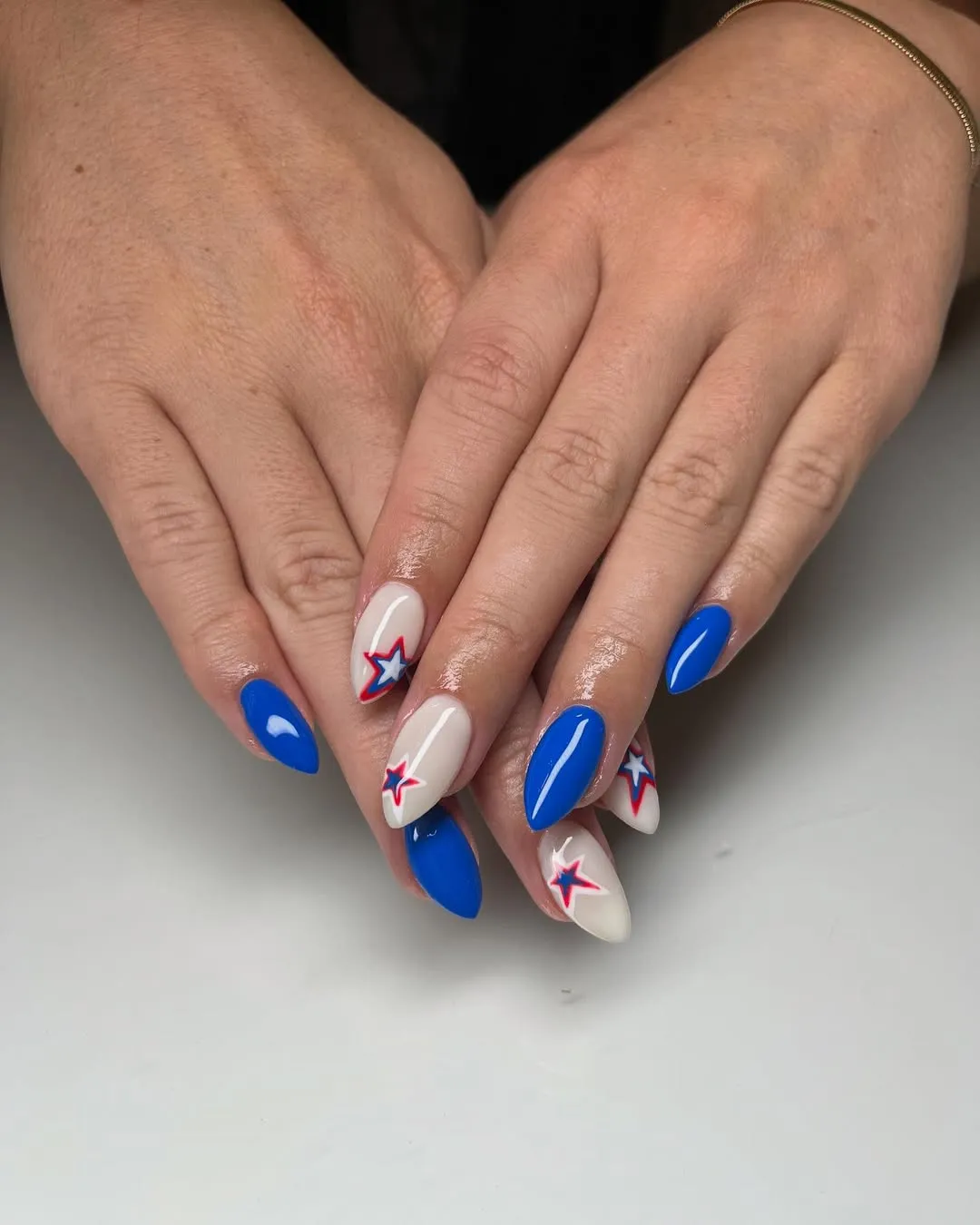 Bold Blue Solids with Outlined Stars