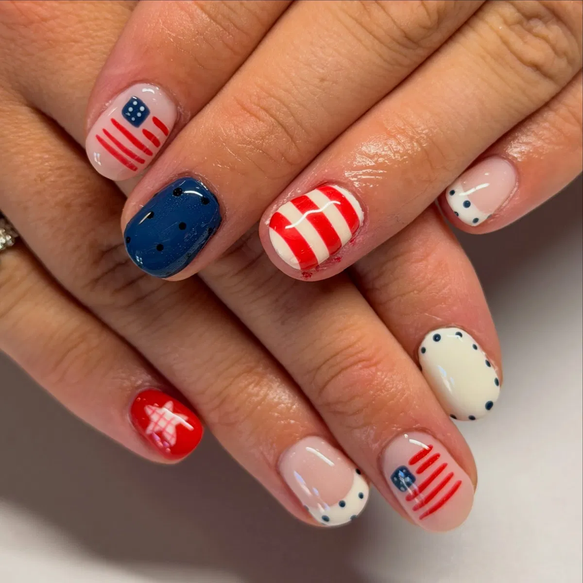 Nude Base Mix with Stripes, Dotted Edges, and Star Accent