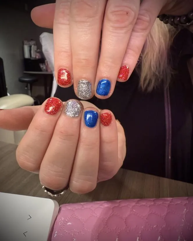Glitter-only red, silver, and blue color block set