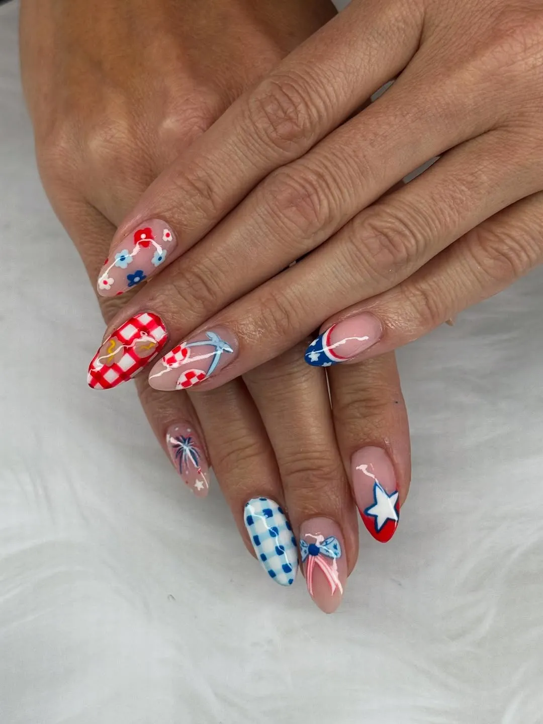 Gingham and floral mix with star-tipped accents