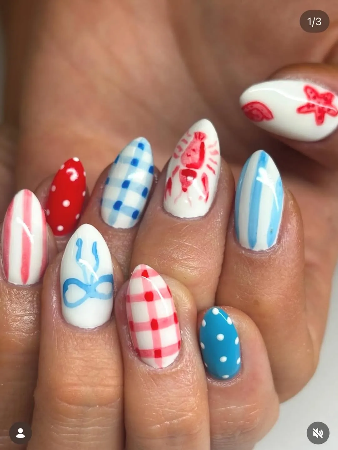 Gingham Mix with Lobster and Bow Illustrations