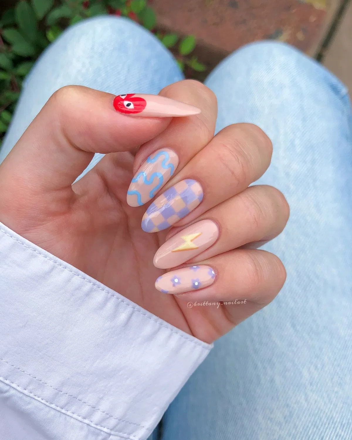 Pastel mismatched set with squiggles, checks, and lightning