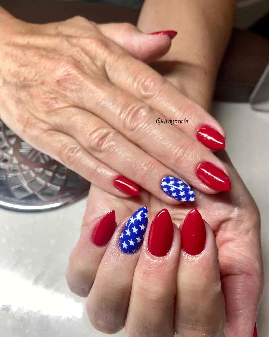 Classic red set with a single blue star accent