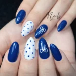 💙 19 Navy Blue Polka Dot Nails That Feel Nautical, Chic & Timeless Fashion image by @nails_by_rebeccalarsen