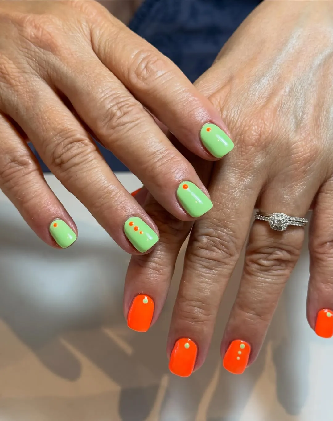 Minimal solid colors with tiny contrasting dots
