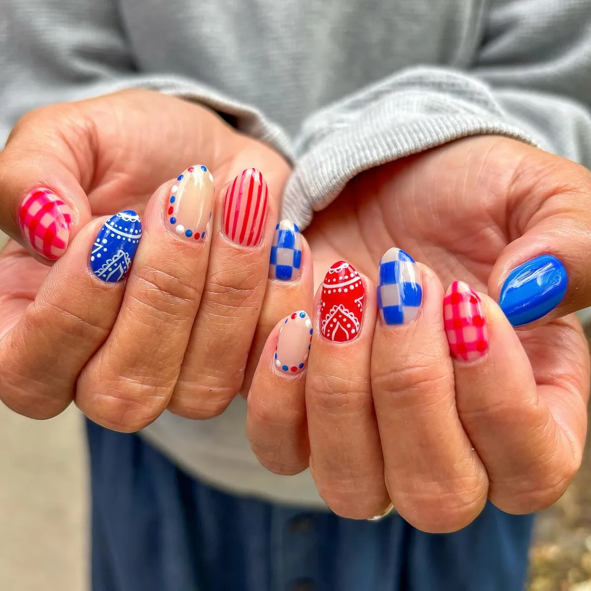 Gingham and checker mix with bandana and dotted borders