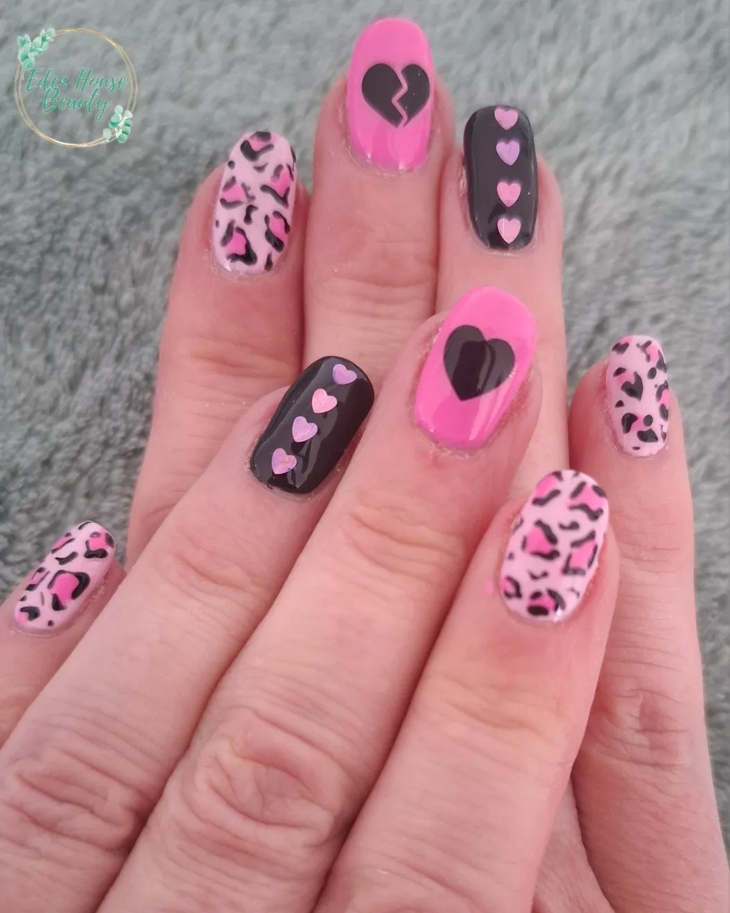 Hearts and Leopard Spots in Pink and Black