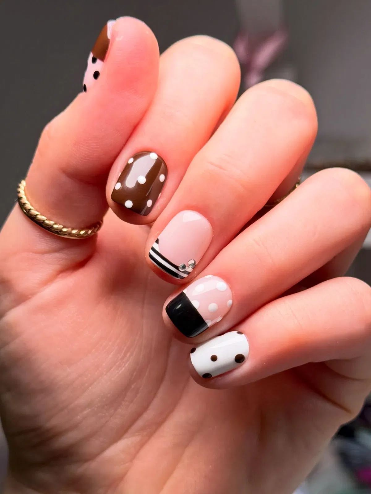 Mixed Neutrals with Polka Dots and Striped Accents