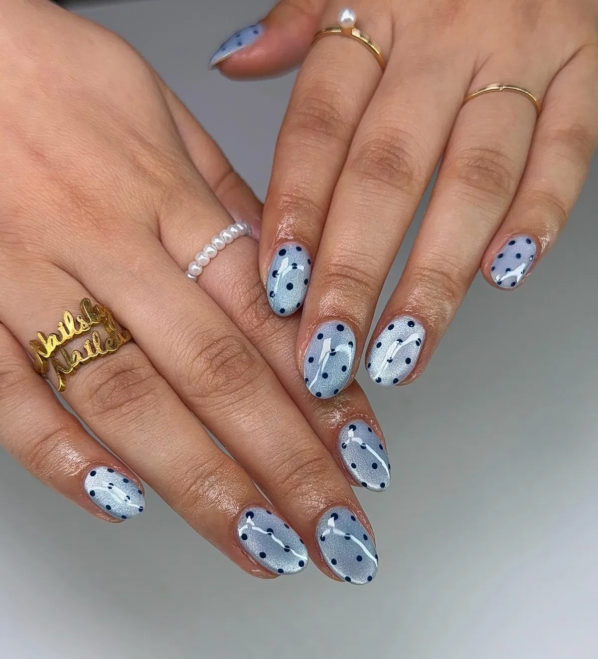 Light Blue Polka-Dot Nails