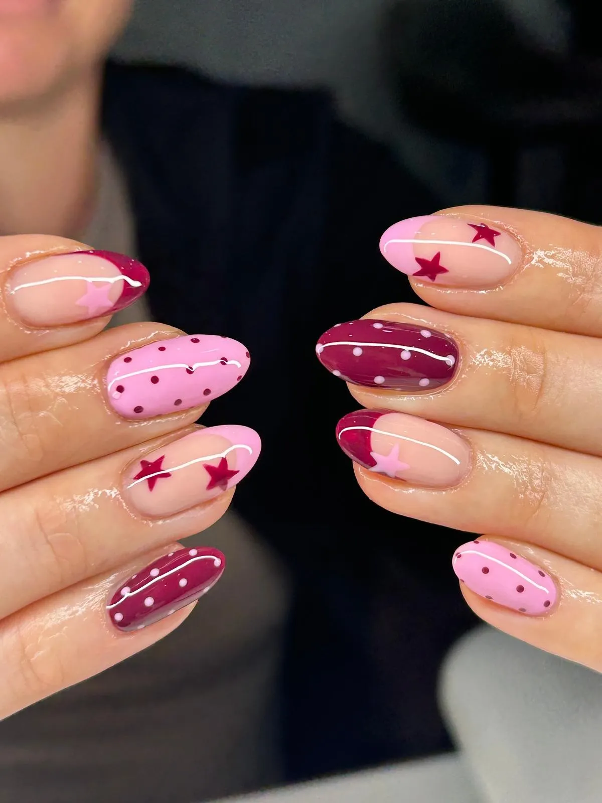 Pink and magenta polka dots with star accents