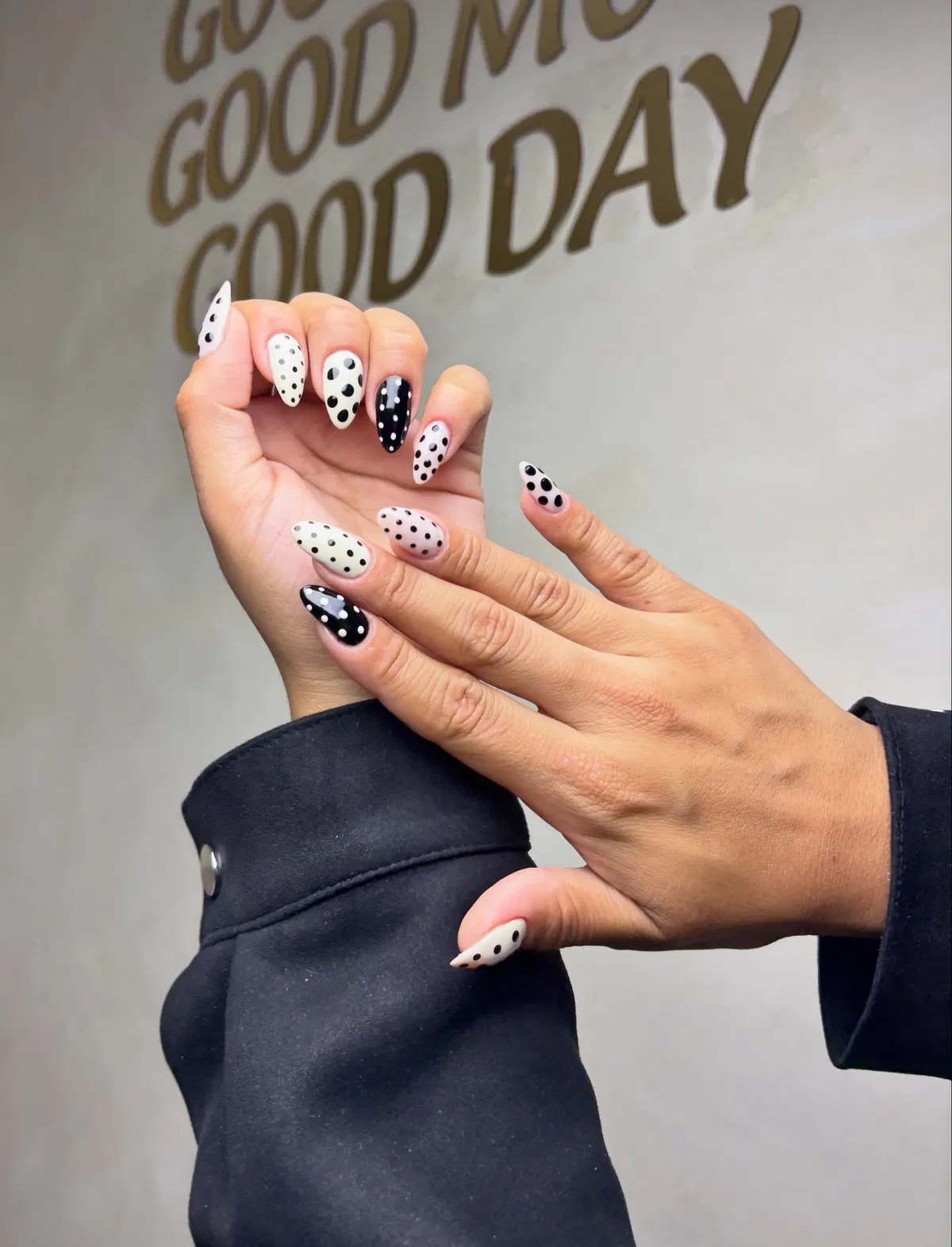 Classic black-and-white polka dots