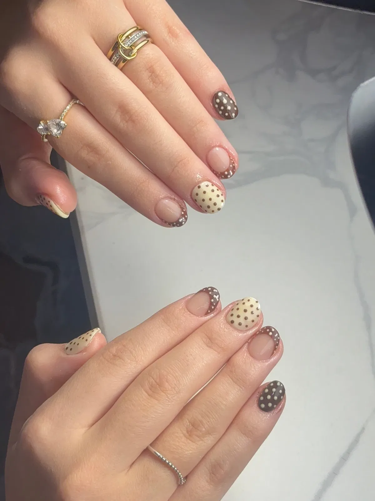Neutral Brown and Cream Polka Dots