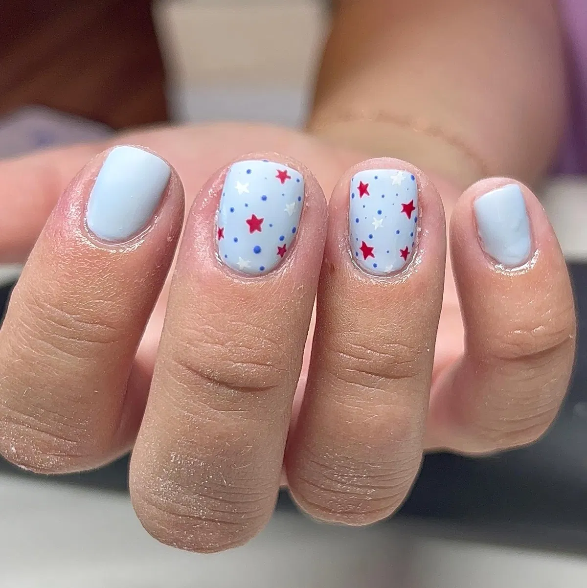 Light Blue Base with Tiny Stars and Dots