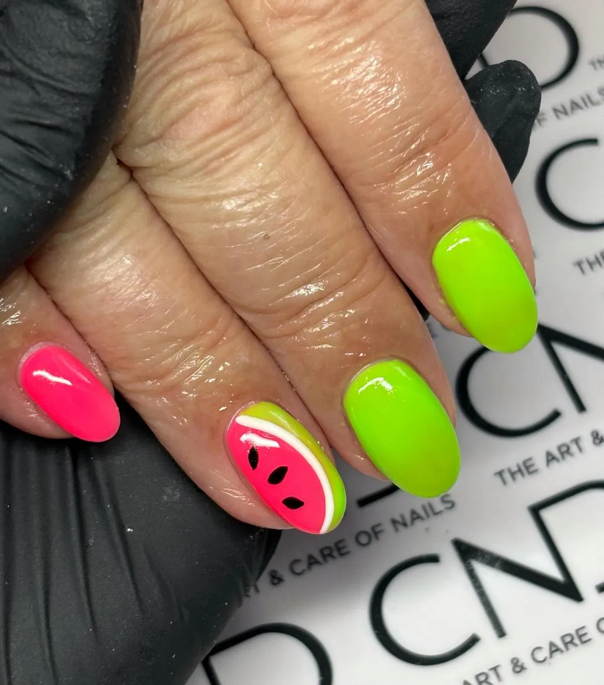 Neon pink and lime with watermelon accent