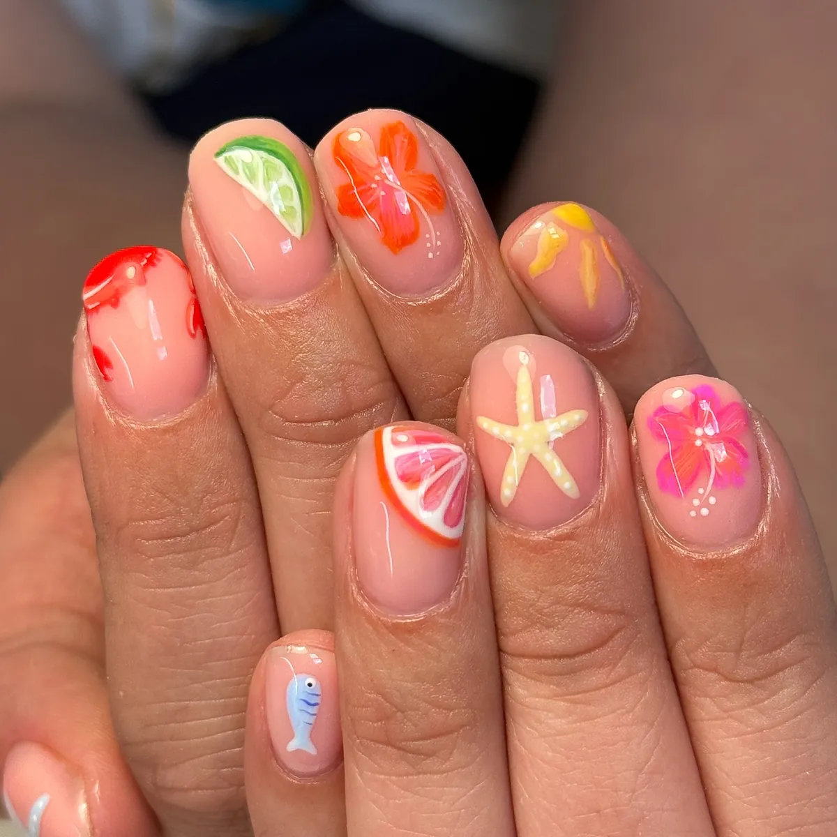 Mini Summer Icons on Sheer Pink