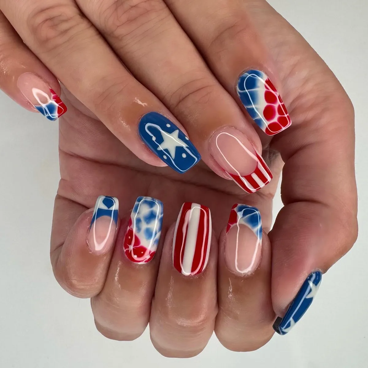 Mixed red-white-blue set with star accent