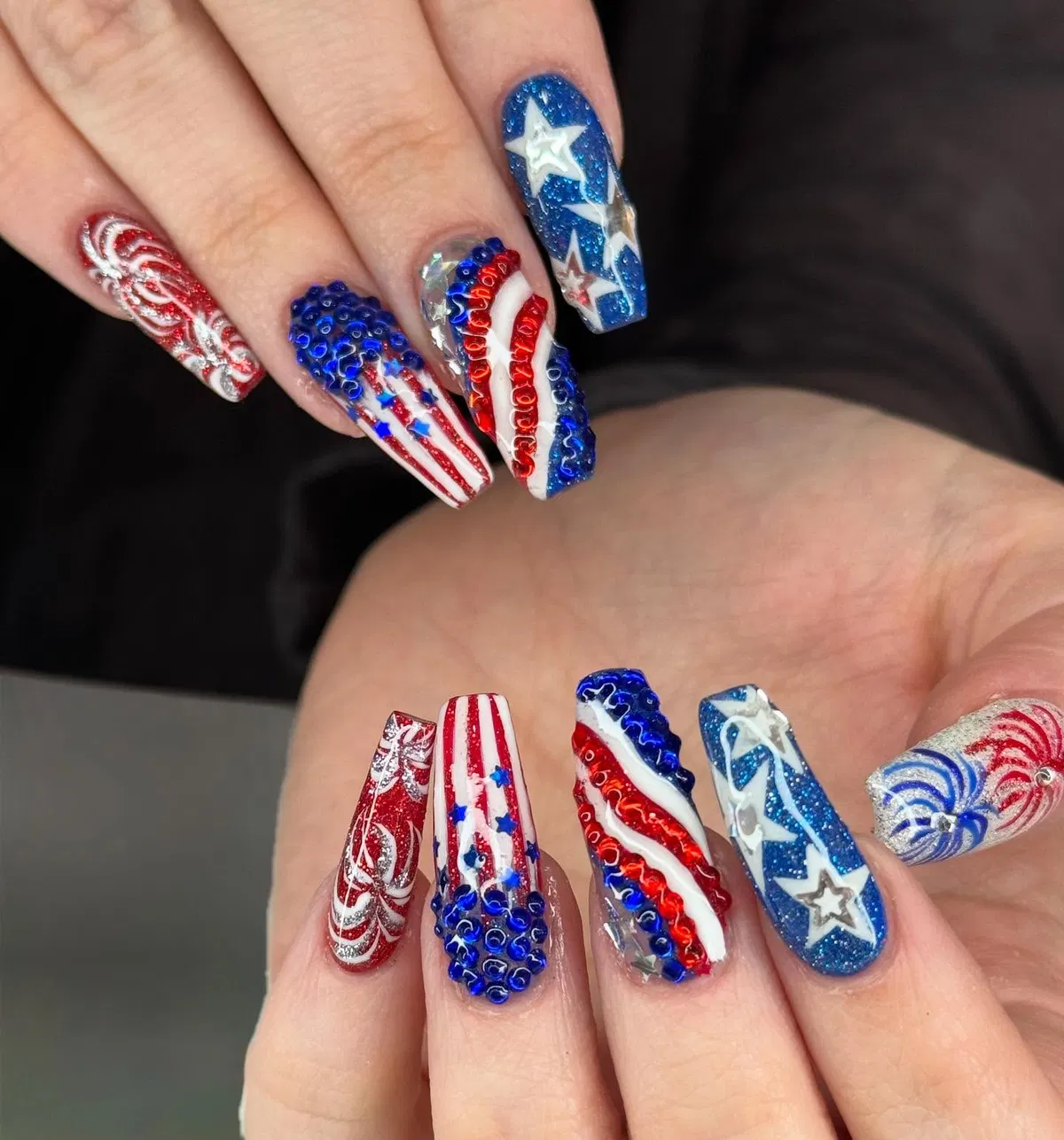 3D textured stars and stripes with glitter
