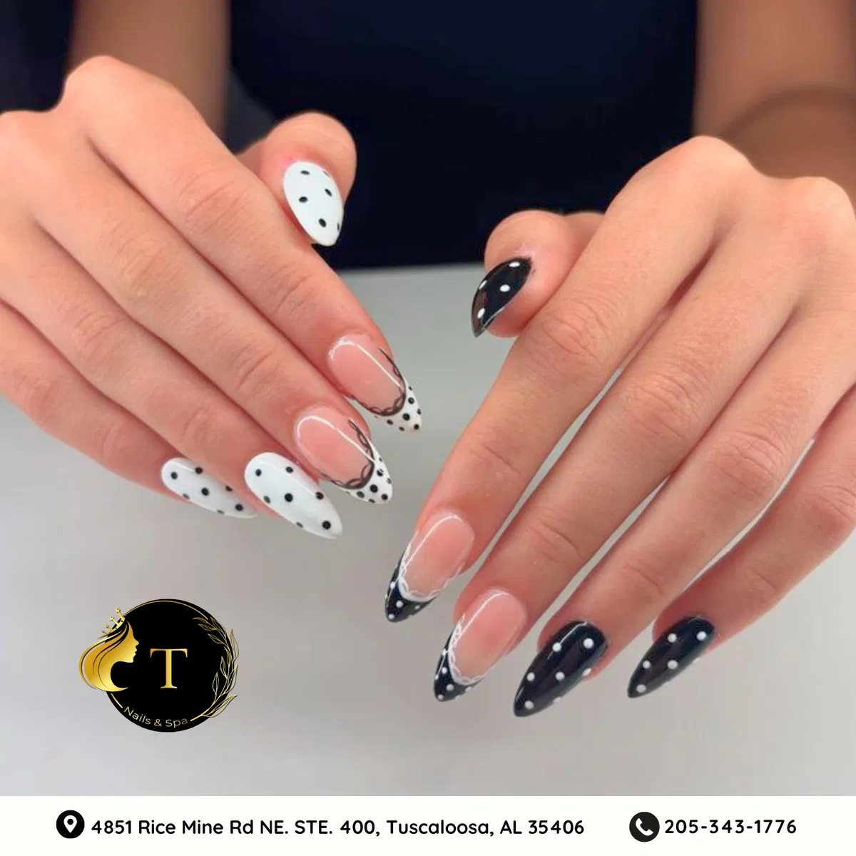 Mixed Black-and-White Polka Dot Set