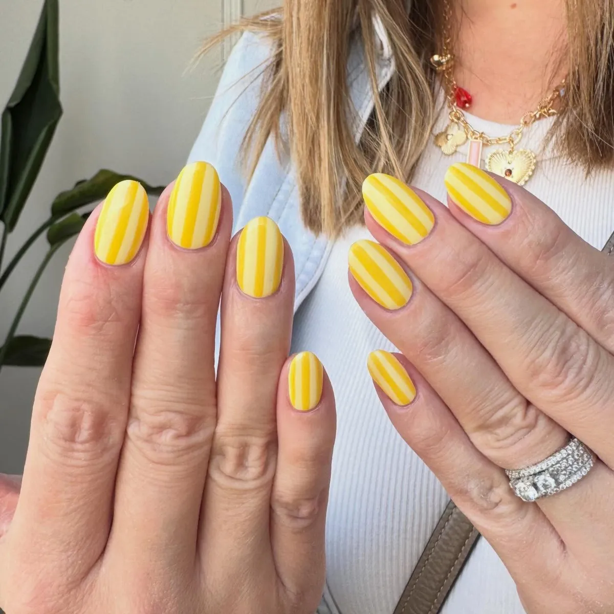 Yellow Vertical Stripe Nails