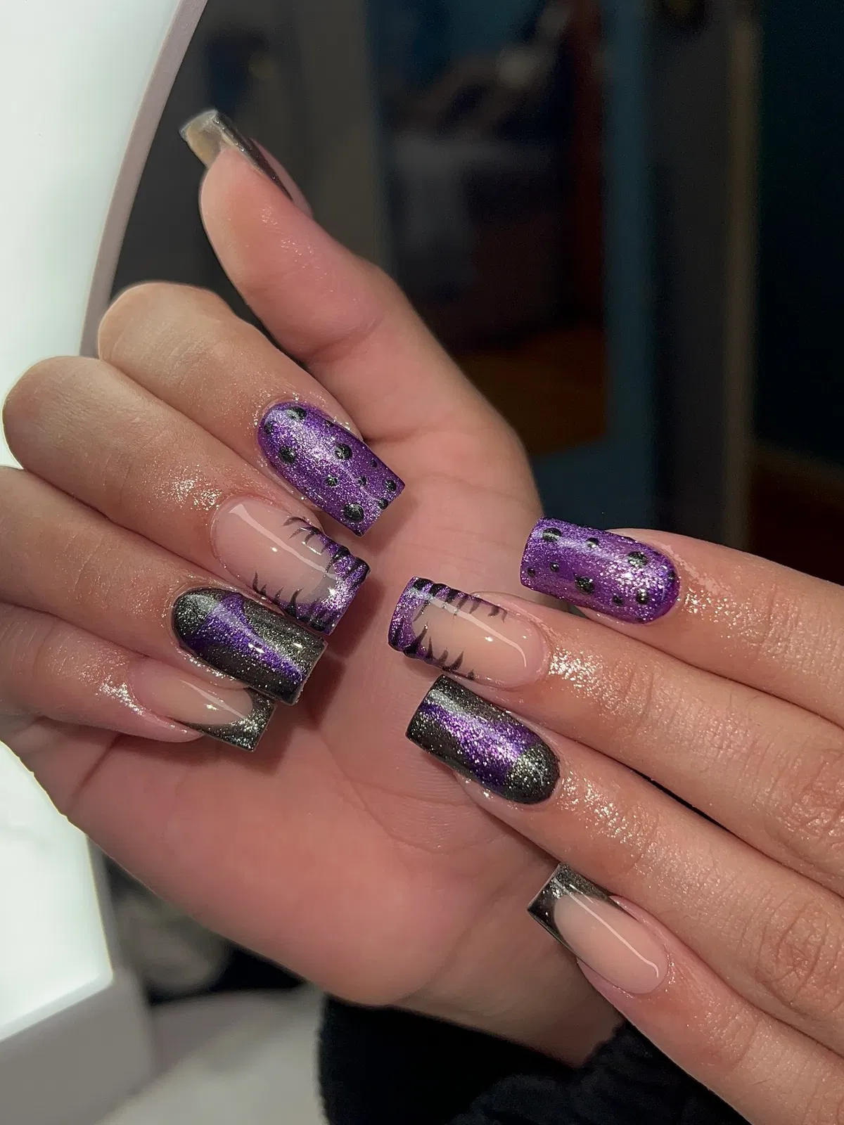 Sparkly Purple with Black Speckles and Nude Accents