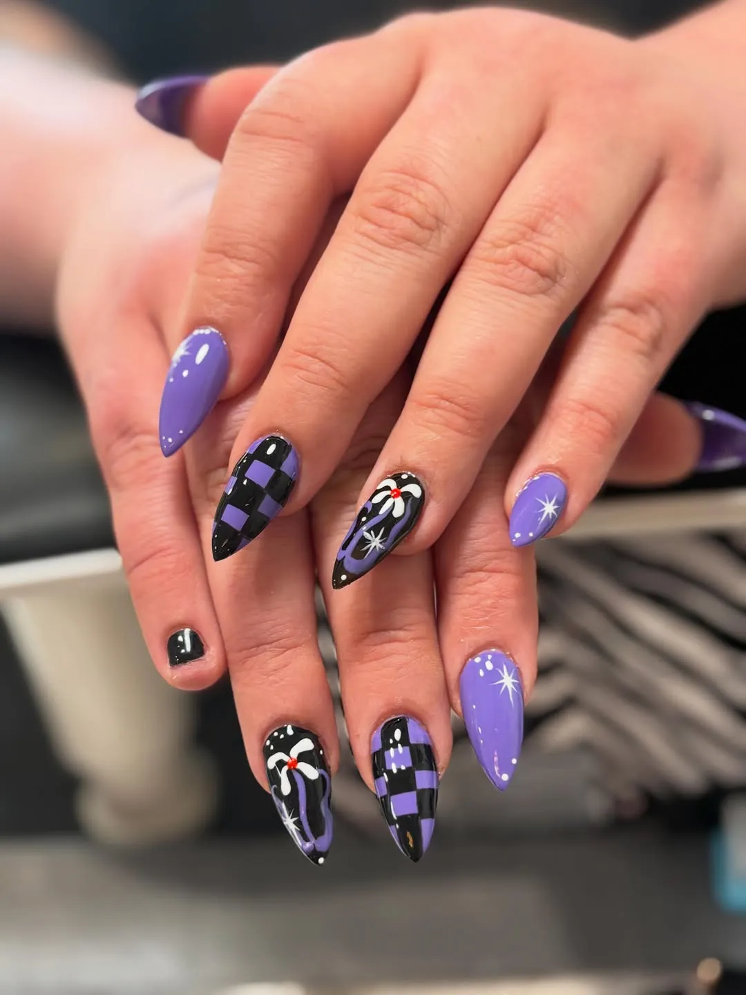 Lavender Solids with Checkerboard and Star Accents