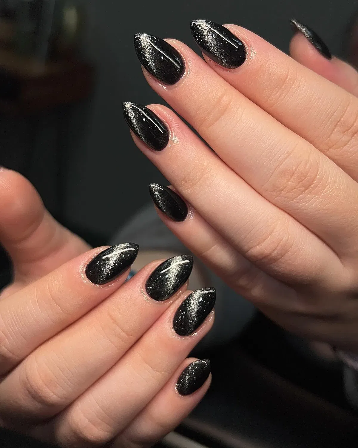 Classic Glossy Black Shimmer Cat-Eye Look
